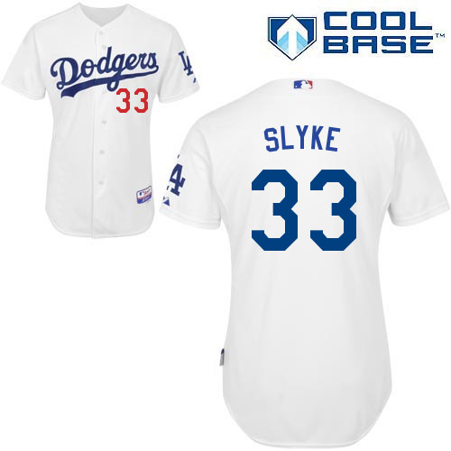 Scott-Van Slyke #33 mlb Jersey-L A Dodgers Women's Authentic Home White Cool Base Baseball Jersey